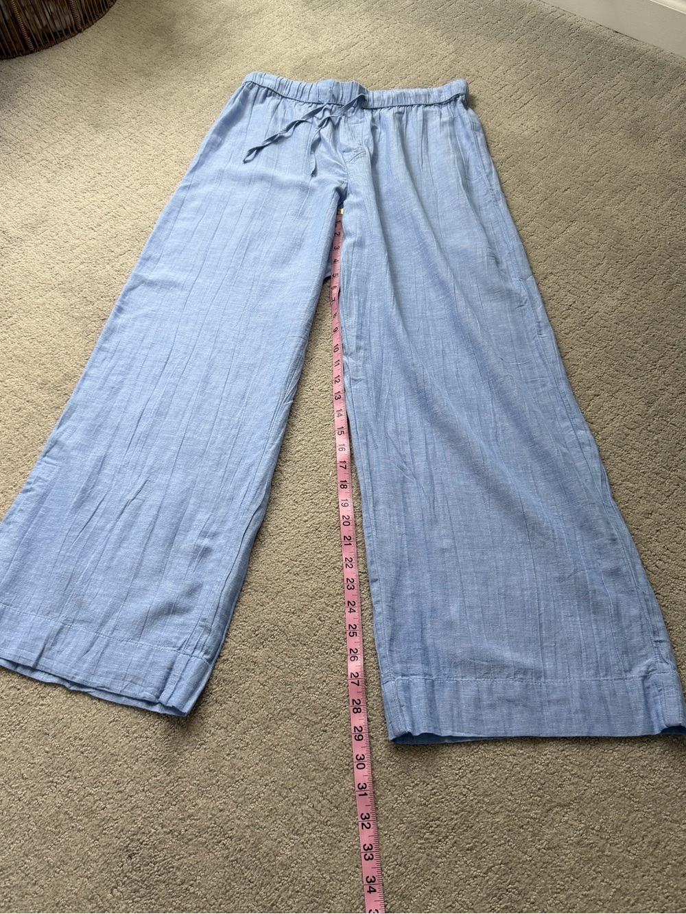 NWT - Gap Crinkle Gauze Dolman PJ Set - Top & Bottom sz M - linen blend Chambray - Picture 9 of 15